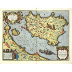 Ischia, quae olim Aenaria, mědirytina, mapa, Ortelius, 1590