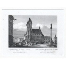 Staroměstská radnice v Praze - ocelorytina, 1860