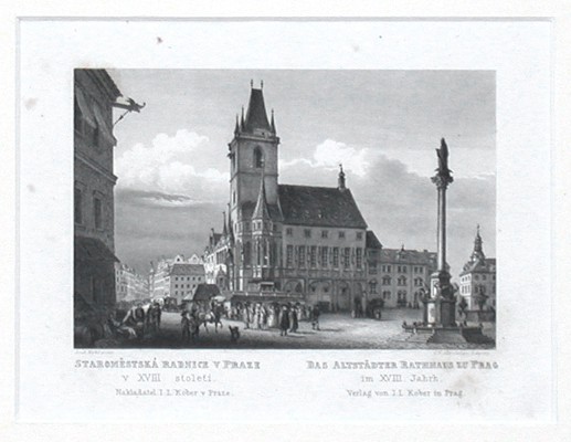 Staroměstská radnice v Praze - ocelorytina, 1860 - Staré mapy na prodej