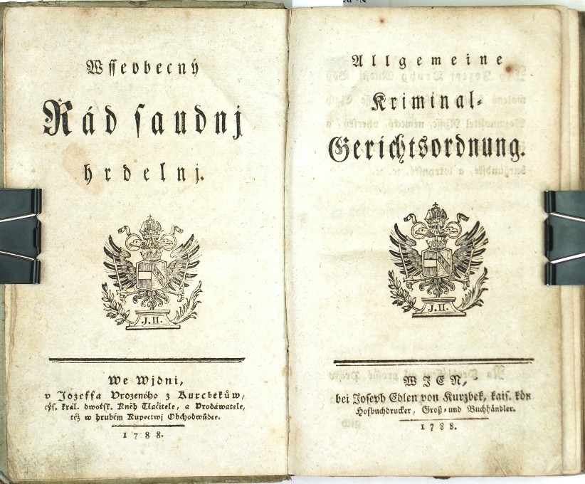 Kriminální řád Josefa II. - Wsseobecný Řád saudnj hrdelnj, 1788