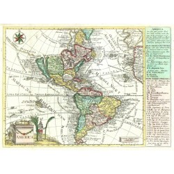Mapa Ameriky - America, mědirytina, Schreiber, 1741