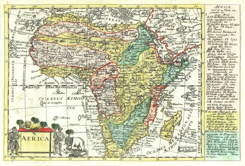 Map of Africa - copperplate engraving, Schreiber, 1741