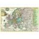 Evropa - mapa Evropy - Europa, mědirytina, Schreiber, 1741