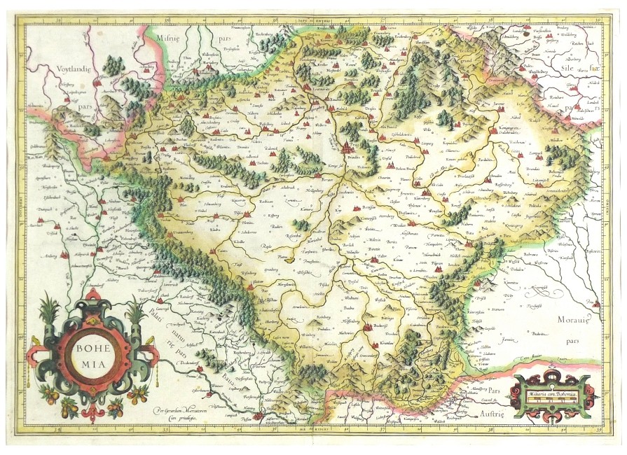 Bohemia - Čechy, mědirytina, mapa, Gerardus Mercator, 1585