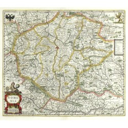 Čechy - mapa Čech, mědirytina, Janssonius, 1638, Bohemia