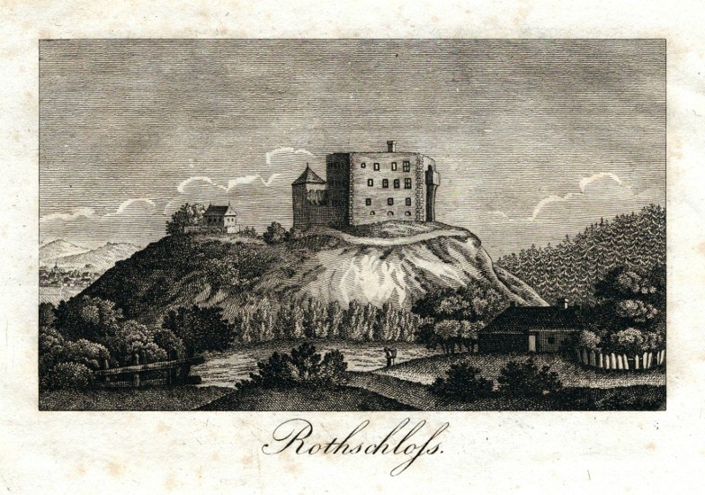 Krakovec (hrad) - Rothschloss, mědirytina, 1830