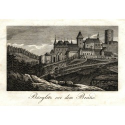 Křivoklát - Bürglitz vor dem Brand, mědirytina, 1830