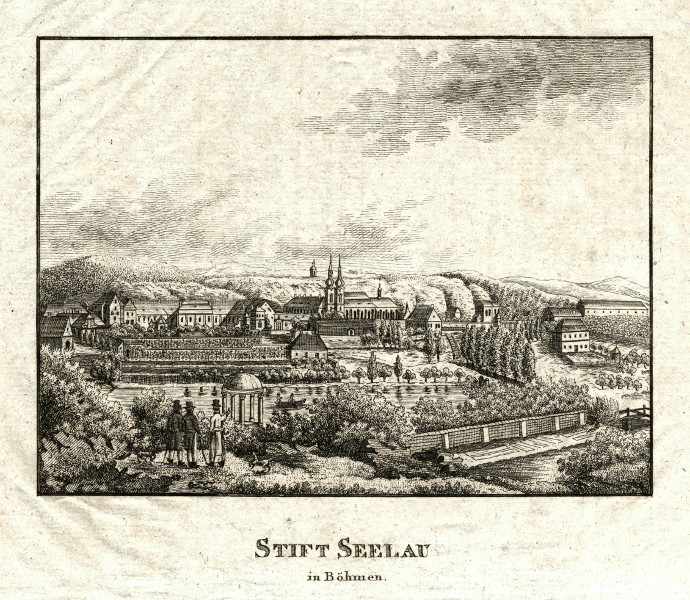 Želiv - klášter - Stift Seelau in Böhmen, mědirytina, Rainold, 1830