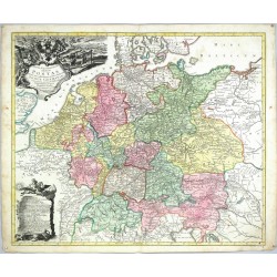 Postkarte von Mitteleuropa - Mappa Geographica ... Postas ... totius Germaniae, Lotter, 1760