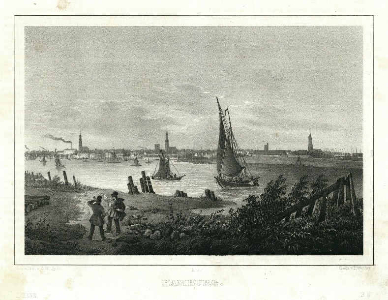 Hamburg, Lithografie, Semmler, Arldt, 1845