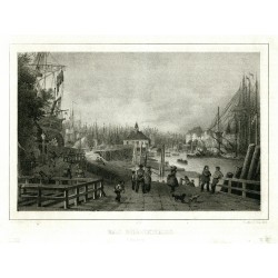Hamburk, Niederhafen - Das Blockhaus in Hamburg, litografie, Arldt, Semmler, 1845
