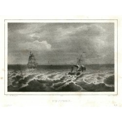 Hamburk - Neuwerk, litografie, Bürger, Arldt, Semmler, 1845