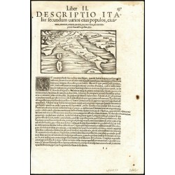 Italy - Münster - Cosmographiae, Descriptio Italiae, woodcut, 1550