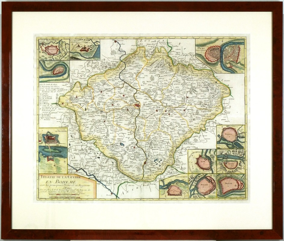 Čechy - Theatre de la Guerre en Boheme, mědirytina, mapa, Le Rouge, 1741
