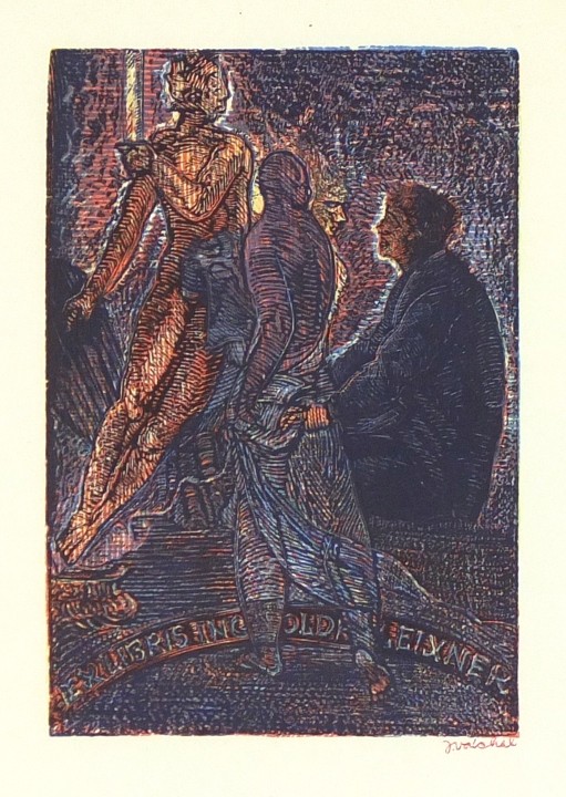 Josef Váchal - Exlibris ing. Oldř. Leixner, dřevoryt, 1948
