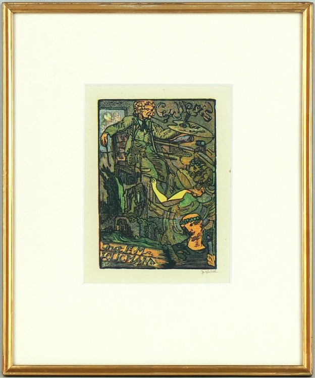 Josef Váchal - Ex libris Ing. F. M. Klicman, dřevoryt, 1941