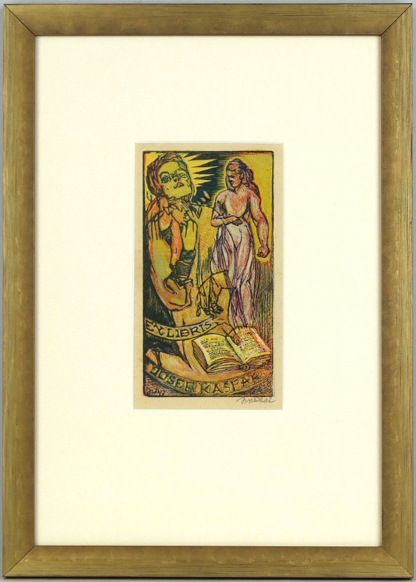 Josef Váchal - Ex libris Josef Kašpar, dřevoryt, exlibris, 1947