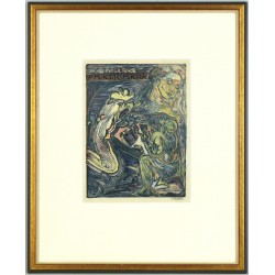 Josef Váchal - Ex libris F. M. Klicmana, Žehnající músa, dřevoryt, exlibris, 1945
