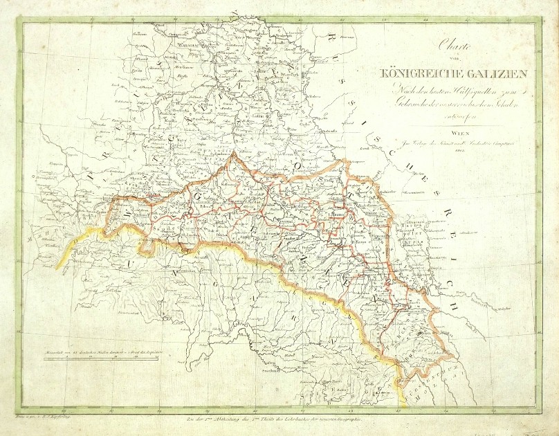 Galizien - Charte vom Königreiche Galizien, Kupferstich Karte, 1813