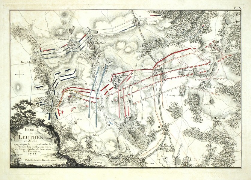Lutynia, Polen, Schlacht bei Leuthen, 1757, Siebenjähriger Krieg - Bataille de Leuthen, Kupferstich, 1770