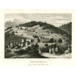 Lázně Jeseník - Gräfenberg, ocelorytina, Haase, Rybička, 1839