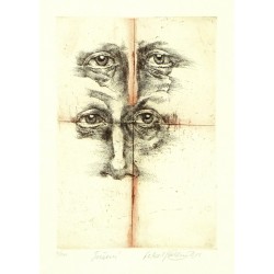 Oldřich Kulhánek - Tušení, barevný lept, 1983