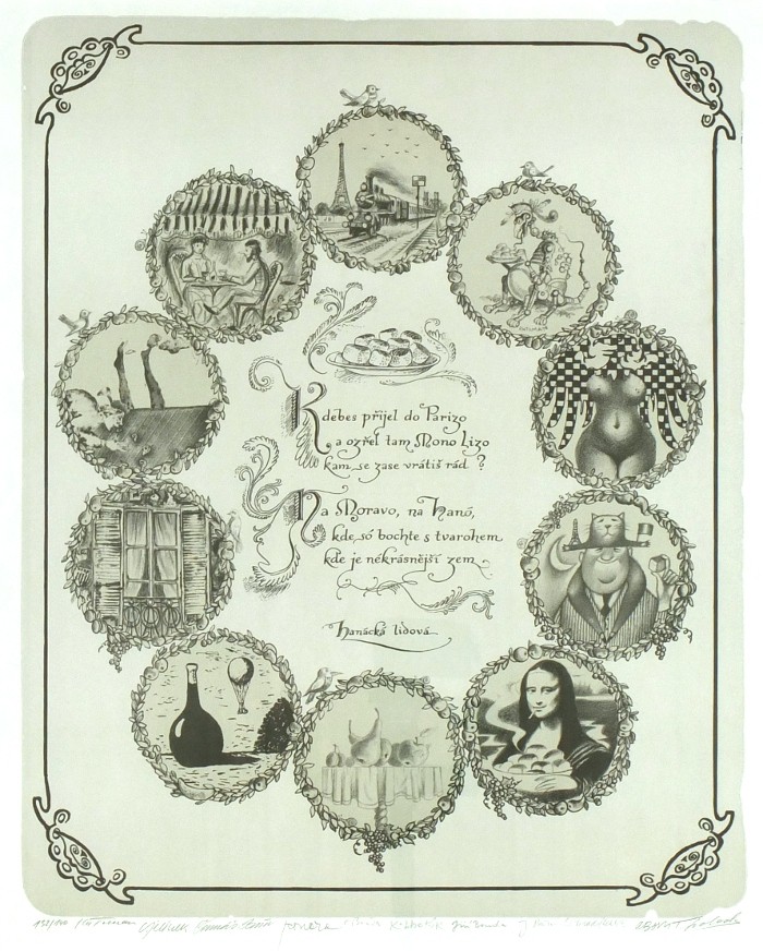 Lhoták, Bouda, Born - Hanácká lidová, litografie, 1979