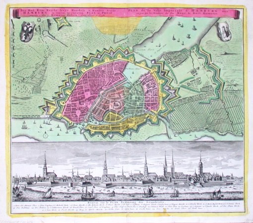 Des Heil. Röm. Reichs freye Handels- u. Hanse Stadt Hamburg - Plan de la Ville Imperiale d' Hamburg - Old maps for sale