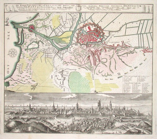 Die Königl. Polnische u. Preusische Hansee- und Handels-Stadt Danzig - Urbs Hanseatica Borussiae Polonicae Dantiscum - Old maps for sale