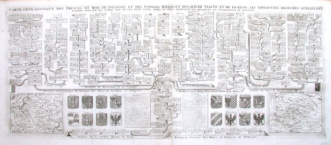 Carte Genealogique des Princes et Rois de Pologne et - Old maps for sale