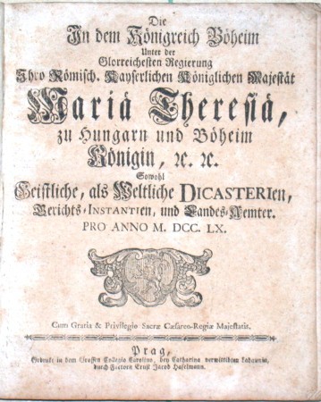 Geistliche, als Weltliche Dicasterien, Gerichts-Instantien und Landesämter 1760 - Old prints, rare books and bibliophile books for sale