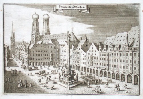 Der Marckt zu München, Kupferstich, Merian, 1644 - Verkauf alter Karten