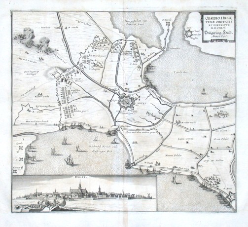 Obsidio Hulstenae ciuitatis et fortality  Belagerung Hülst. Anno 1645 - Stará mapa