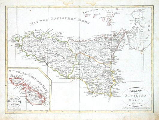 Charte von Sicilien und Malta - Old maps for sale