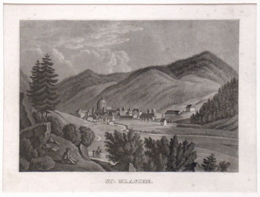 St. Blasien, Aquatinta, 1839 - Verkauf alter Karten