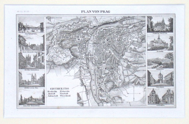 Plan von Prag - Staré mapy na prodej