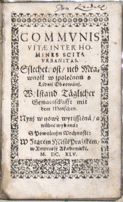 Communis vitae inter homines. - Alte Drucke, seltene Bücher und Bibliophilien zu verkaufen