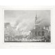 Der Hopfenmarkt und die Nicolaikirche in Flammen - Alte Landkarte