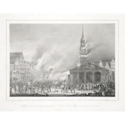Der Hopfenmarkt und die Nicolaikirche in Flammen