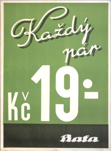 Každý pár Kč 19,-. Baťa - Varia prodej