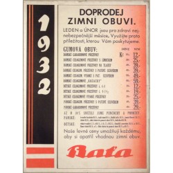 1932. Doprodej zimní obuvi. Baťa
