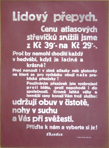 Lidový přepych  Přijďte k nám a vyberte si je! Baťa - Verkauf von Varia