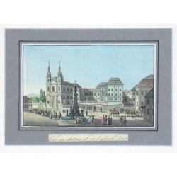 Vue du chateau et de l'eglise a Dux