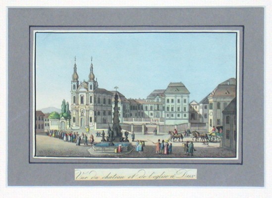 Vue du chateau et de l'eglise a Dux - Verkauf alter Karten