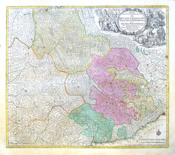 Savojsko, Piemont, Alpy - Regiae  in quo Ducatus Sabaudiae, Principat. Pedemontium ut et Ducatus Montisferrati - Stará mapa