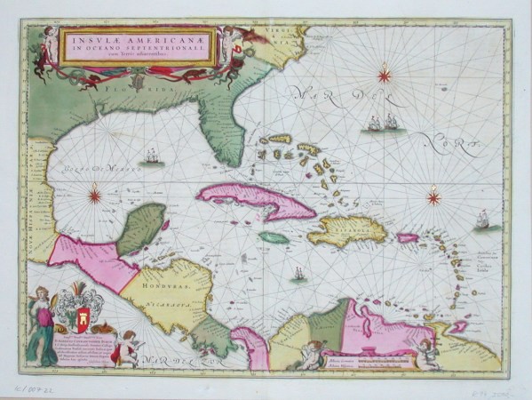 Insvlae Americanae in Oceano Septentrionali cum Terris adiacentibus - Old maps for sale