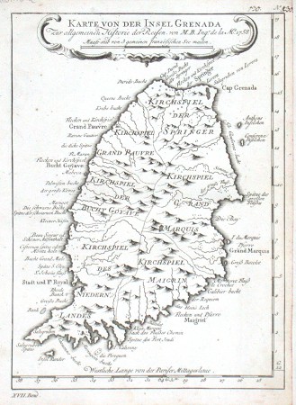 Karte von der Insel Grenada - Alte Landkarte