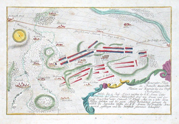 Accurater Plan der Bataille  bey dem Dorf Chotzemitz - Staré mapy na prodej