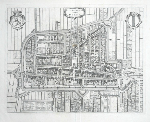 Delfi Batavorum Vernacule Delft - Alte Landkarte