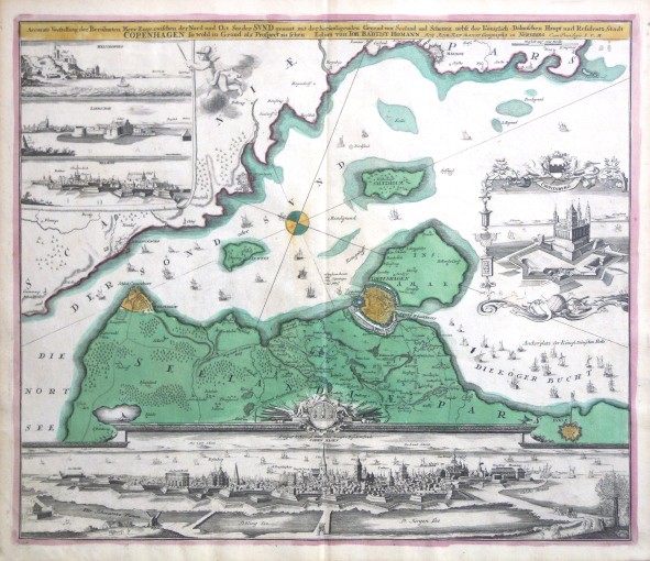 Accurate Vorstellung der  Stadt Copenhagen - Antique map